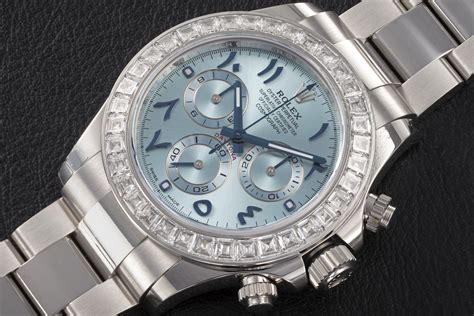 Rolex Daytona in Platinum with Arabic Numerals .